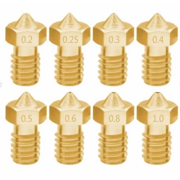 Sárgaréz fúvóka E3D V6 hot-endhez M6 menettel 