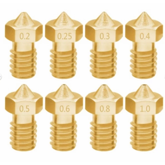 Sárgaréz fúvóka E3D V6 hot-endhez M6 menettel 