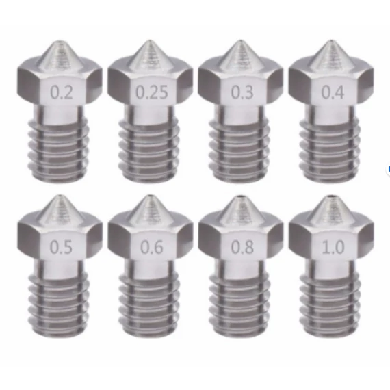 E3D V6 Rozsdamentes acél fúvóka M6 menettel